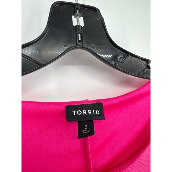 Torrid Womens Ruffle Tiered Mini Dress Mesh Pink size 2X plus - Picture 3 of 8